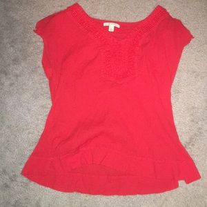 Banana Republic Red Beaded Top with short sleeves